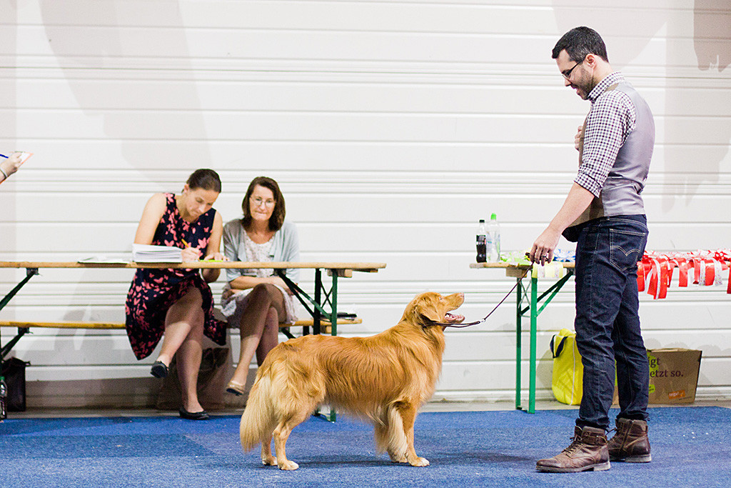 Edison steht mit Blick auf Stephan vor dem Richtertisch während die Richterin ihn sich dahinter genauer anschaut