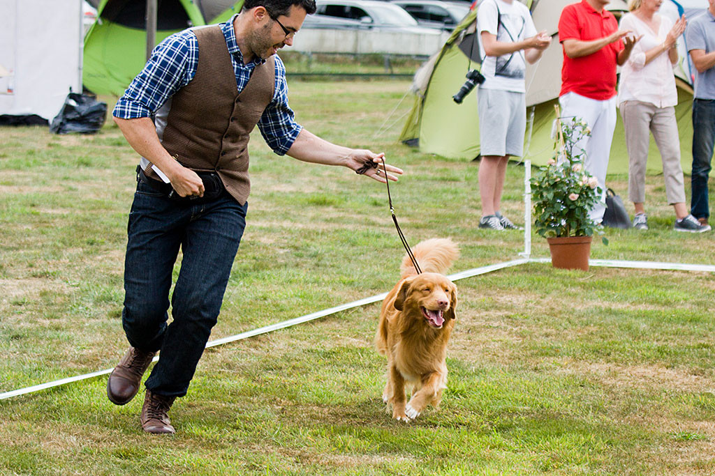 Edison trabt an Stephans Seite lächelnd durch den Ehrenring, im Hintergrund klatschen die Zuschauer